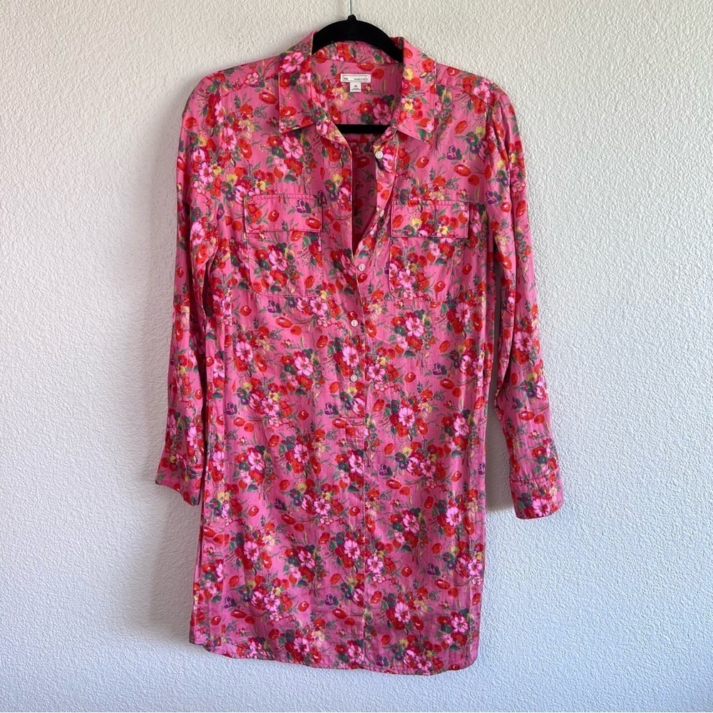 Gap Women’s Pink Floral Rose Print Half‎ Button Shirtdress